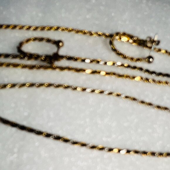 925 Silver Two Tone Italy Diamond Cut Rope Chains 2 Necklaces Earrings Bracelet - Picture 2 of 5